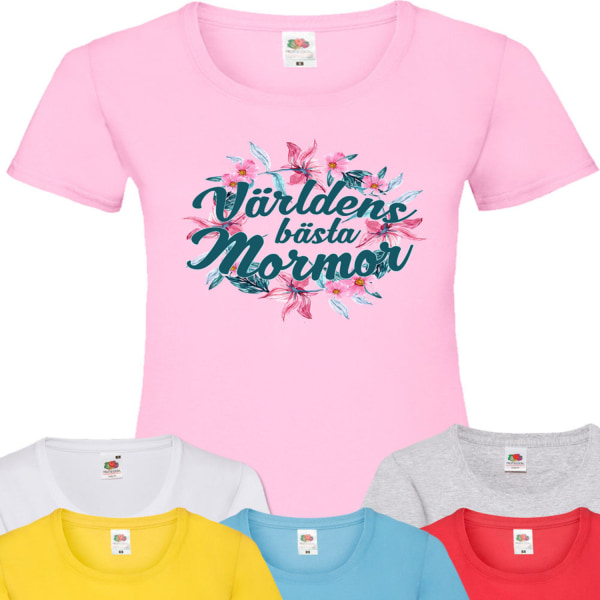 Mormor t-shirt - flera färger - Blom Röd T-shirt - Small 