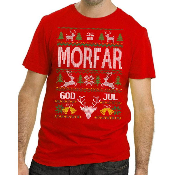 Morfar Jul T-shirt - Christmas jumper stil jultröja L