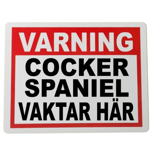 Metall plåtskylt Cocker spaniel design 20x15cm varning skylt Vit