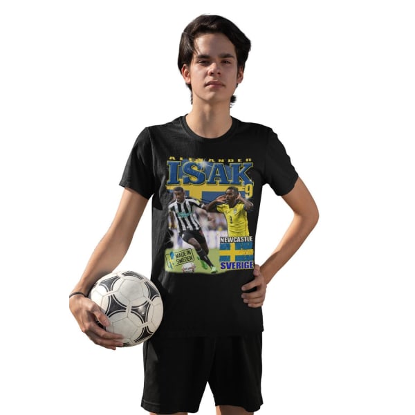 Alexander Isak Svart t-shirt Sverige tröja tryck 164cl youth 14-15år