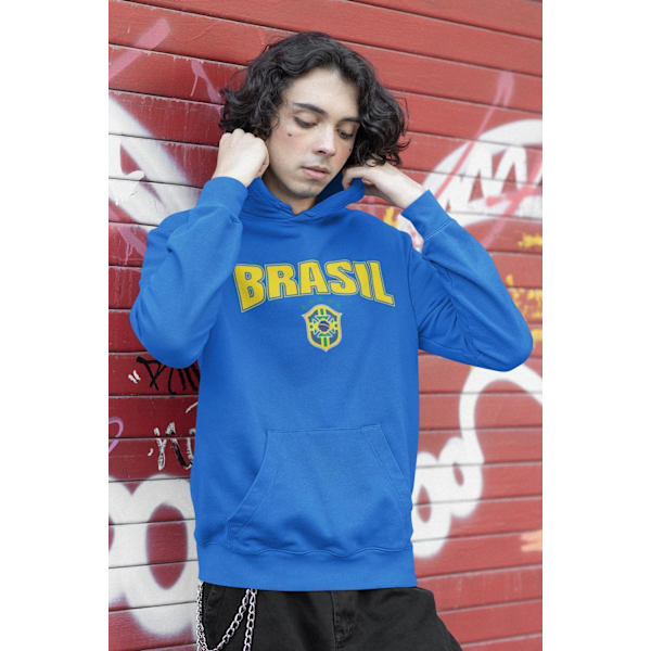 Brasil Hoodie blå - Huvtröja - Brasilien fotbollströja XXL