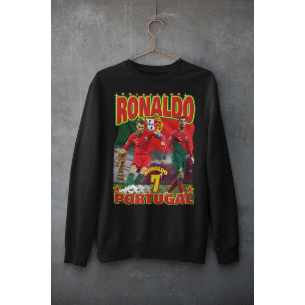 Ronaldo Sweatshirt - Portugalin pelaajan paita musta 140cl 9-11 år