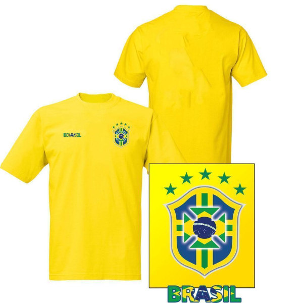 Brasilien stil fotbollströja i polyester VM 2022 Yellow XS