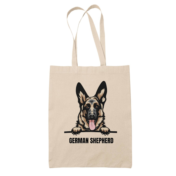 German Shepherd tygkasse hund shopping väska Tote bag schäfer Natur one size