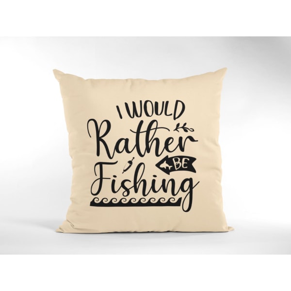 kuddfodral kudde 50x50cm I would rather be fishing Creme