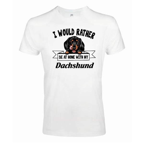 dachshund Kikande hund t-shirt - Rather be with... White XXXL