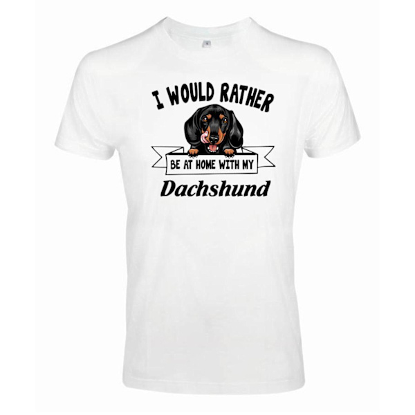 dachshund peeking dog t-shirt - Rather be home with... White XXXL