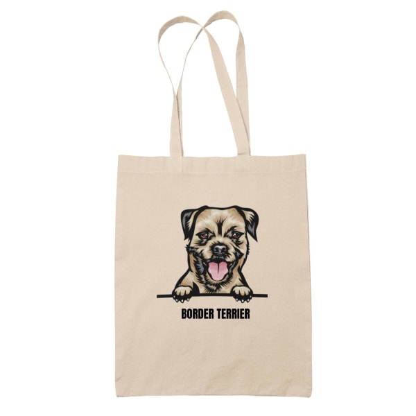 Border terrier tygkasse hund shopping väska Tote bag Natur one size