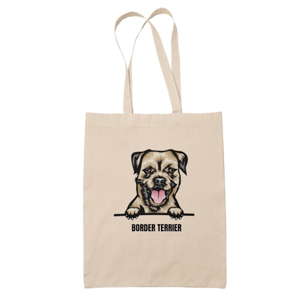 Border terrier tygkasse hund shopping väska Tote bag Natur one size