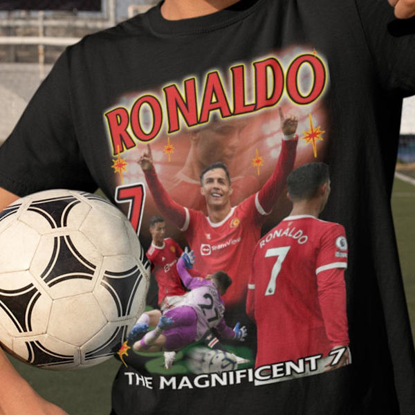 Cristiano Ronaldo Svart united 7 t-shirt  manchester return stil 140cl 9-11år