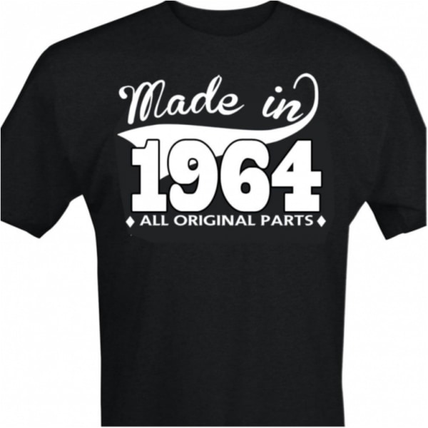 Svart T-shirt med design - Made in 1964 - All original parts M
