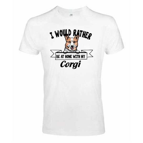 Corgi kig-hunde-t-shirt - Vær hellere hjemme med... White S