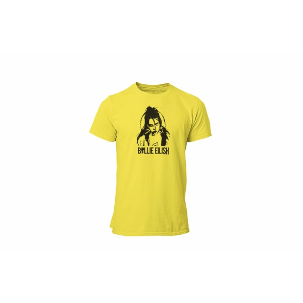 Billie Eilish t-shirt i gul - Cutout design unisex 9-11år 140cl