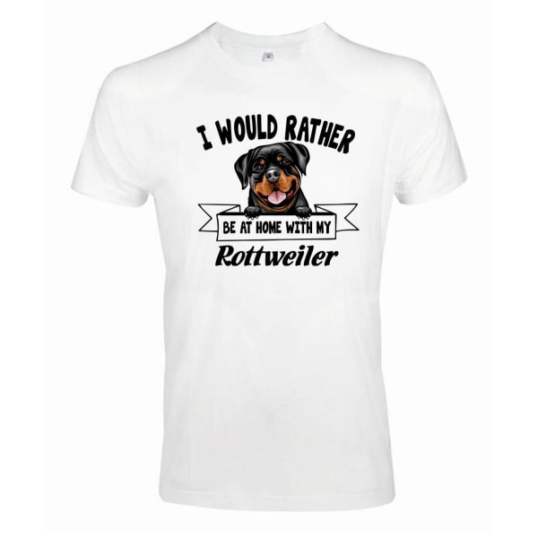 Rottweiler-kigrende hunde-t-shirt - Vær hellere hjemme med... White S