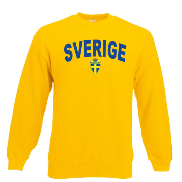 Sverige sweatshirt med sverige logo & text fram - Gul 120cl 5-6 år