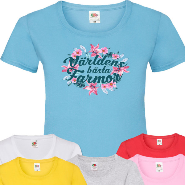 Farmor Blom t-shirt - flera färger - Blom Vit T-shirt - XXL