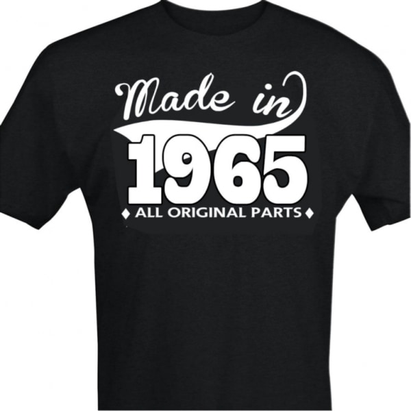 Sort T-shirt med design - Fremstillet i 1965 - Alle originale dele S