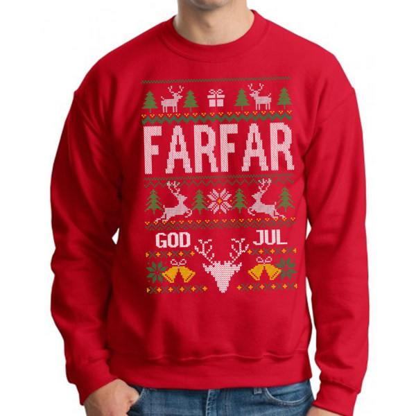 Farfar Jultröja - Christmas jumper stil röd sweatshirt M