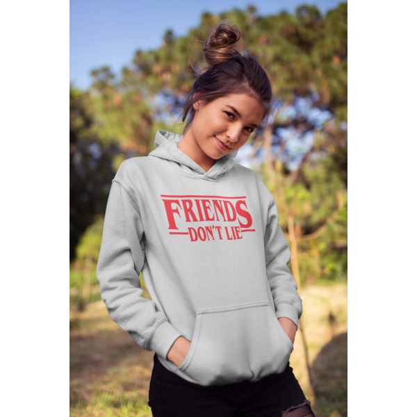 Friends don't lie barn Ask grå huvtröja Stranger things hoodie 152cl 12-13år