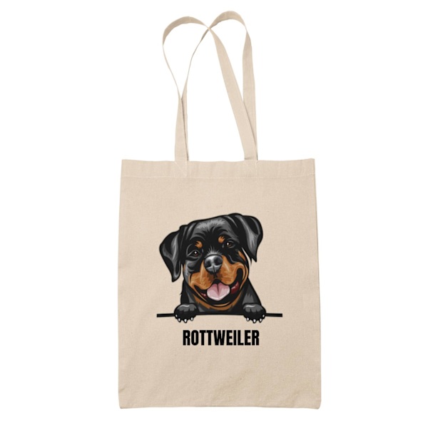 Rottweiler tygkasse hund shopping väska Tote bag Natur one size