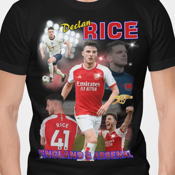 Declan Rise Svart t-shirt Arsenal & England spelare XXXL