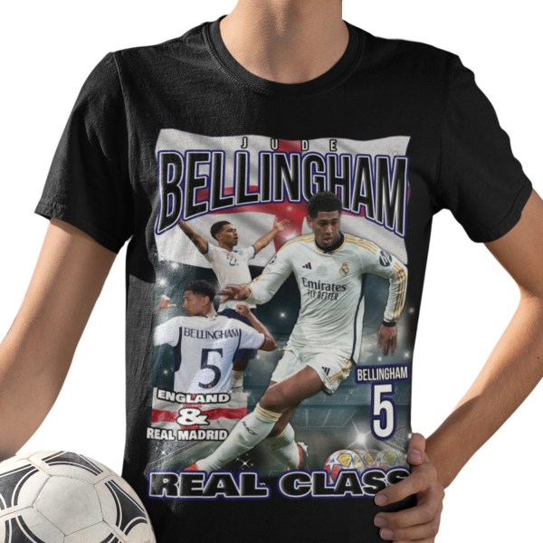 Jude Bellingham Sort Real Madrid t-shirt england euro24 140cl 9-11 år