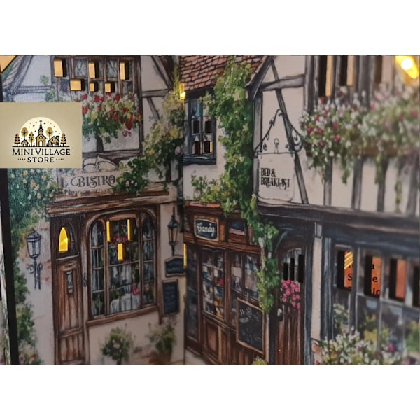Mini byscen – LED-vänlig design by i engelsk stil -Tudor mini village