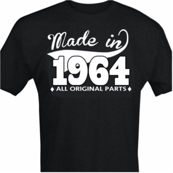 Svart T-shirt med design - Made in 1964 - All original parts L