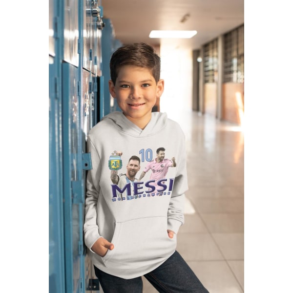 Messi Hættetrøje Ask Hættetrøje Argentina Miami Grey 140cl 9-11 år