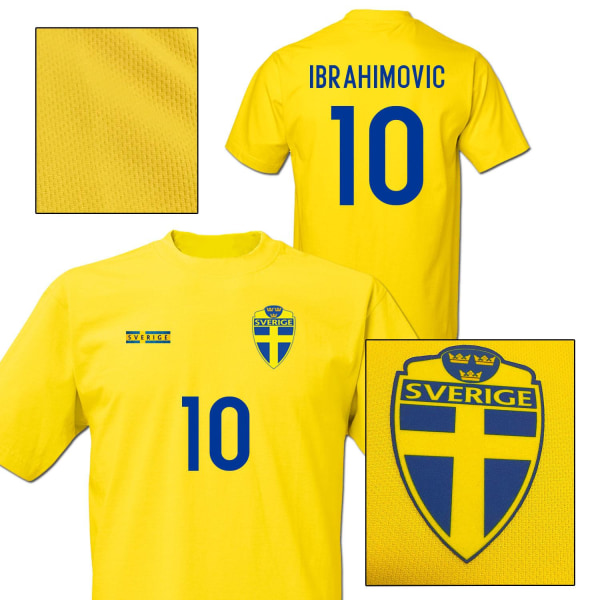 Børnefodboldtrøje Ibrahimovic 10 print i svensk stil Barn 7-8 år / 130cl