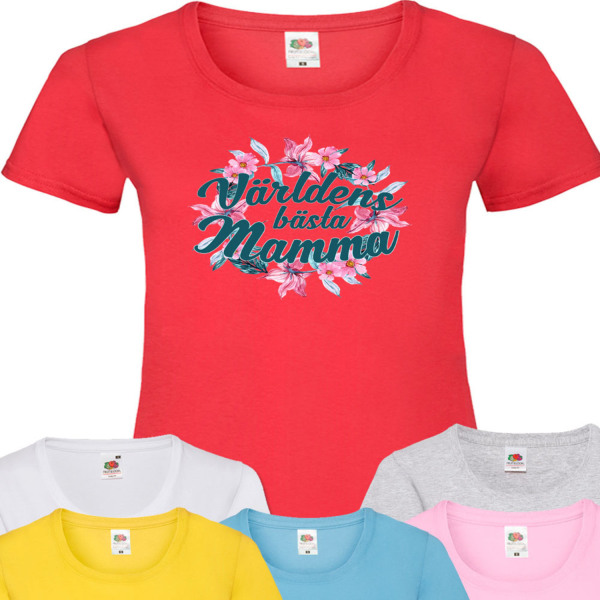 Mamma dam t-shirt - flera färger - Blom Vit T-shirt - Small 