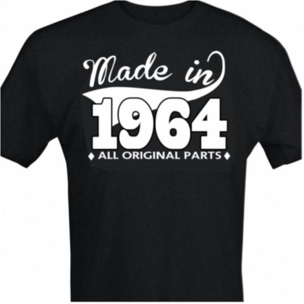 Musta T-paita designilla - Valmistettu 1964 - Kaikki alkuperäiset osat XL