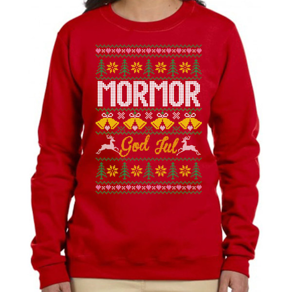 Mormor  Jultröja - Christmas jumper stil röd sweatshirt XXL