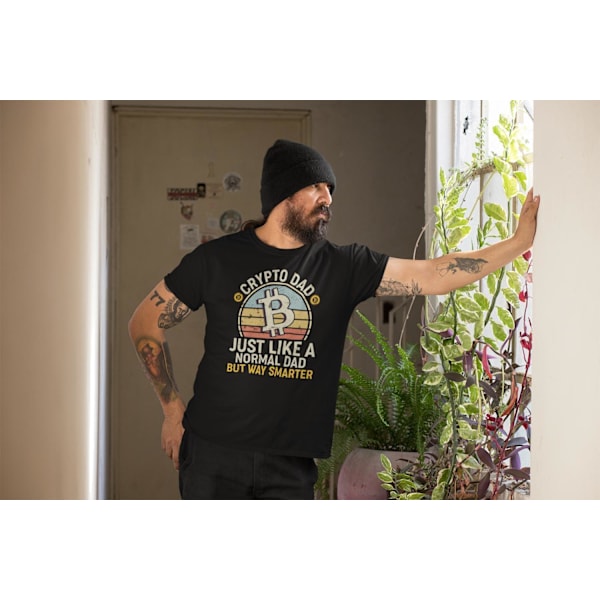 Svart Pappa T-shirt Cool Crypto bitcoin dad XXL