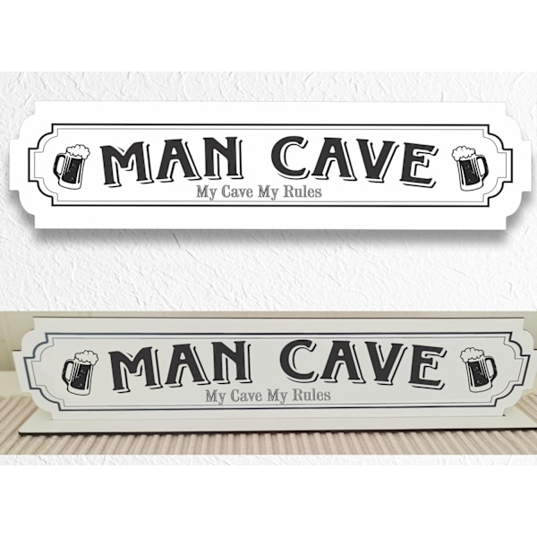 Man Cave vit skylt - Man Caveskylt med stativbasen 350x80mm beer, home bar