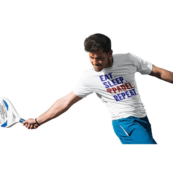 Padel sports t-shirt . Vit Eat Sleep Padel repeat sports tröja M