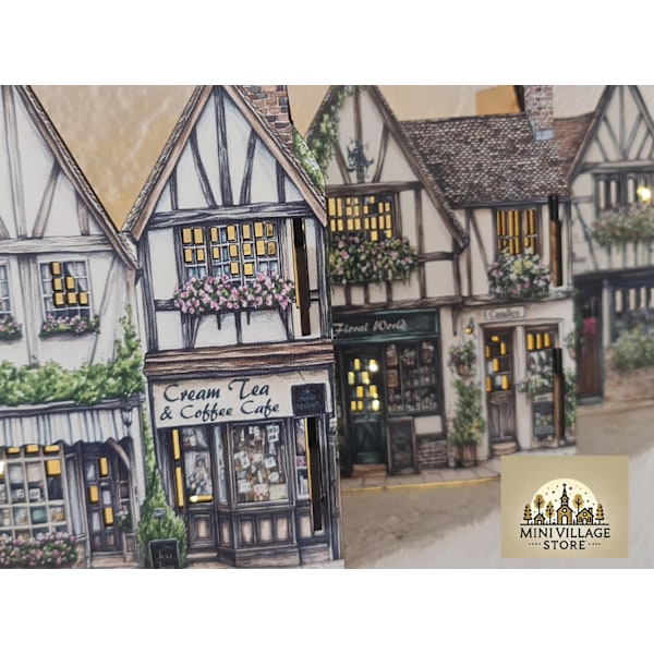 Mini byscen – LED-vänlig design by i engelsk stil -Tudor mini village