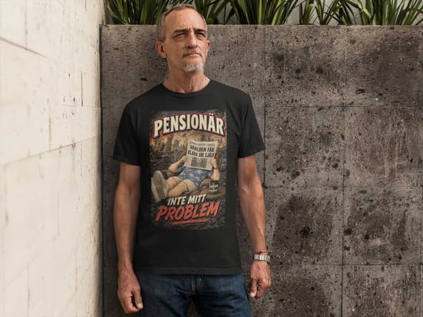 Pensionär T-shirt Herr – Inte Mitt Problem – Rolig Pension Present – Svart M