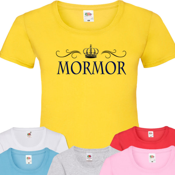 Mormor t-shirt - flera färger - krona design Gul T-shirt - XL 
