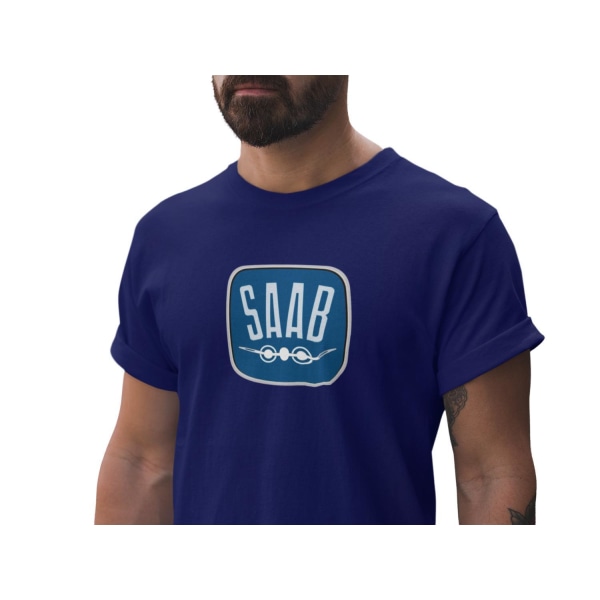 Saab klassisk logga T-shirt Marin Blå Blue L