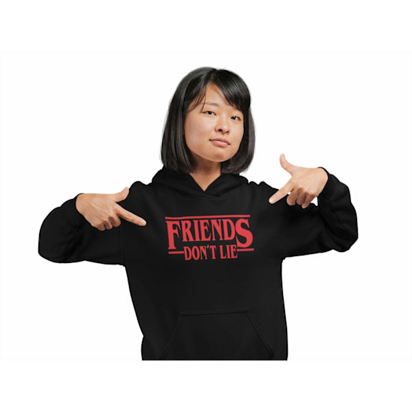 Friends don't lie svart huvtröja stranger things hoodie t-shirt XXL