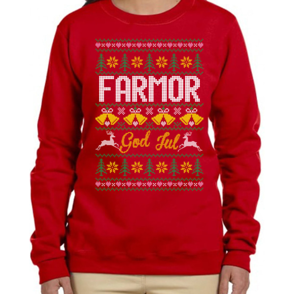 Farmor Jultröja - Christmas jumper stil röd sweatshirt L
