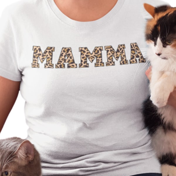 Leopard Mamma T-shirt Sommarmode T-tröja Kortärmad Dam unisex fit tryck Dam T-shirt - Medium 