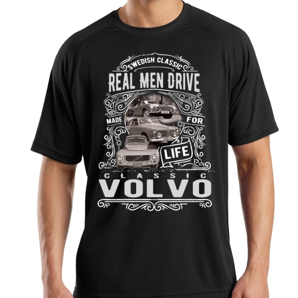 Volvo T-paita musta vintage-tyylinen Volvo t-paita L