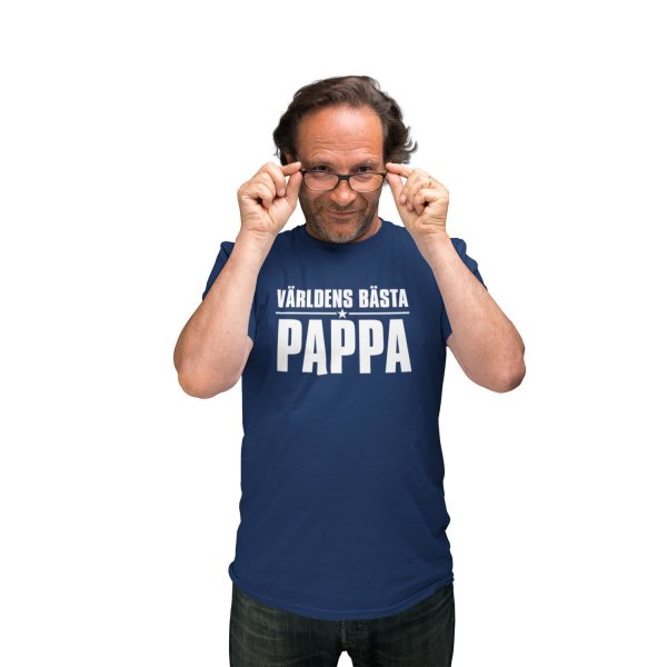 Pappa  T-shirt Marinblå  Världens bästa pappa design Navy MarineBlue L