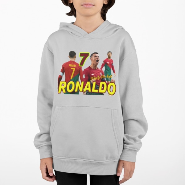 Ronaldo Hoodie Ash Hoodie Portugalin pelaaja design Grey 152cl 12 - 13 år