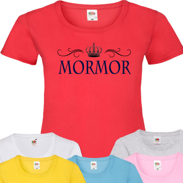 Mormor t-shirt - flera färger - krona design Röd T-shirt - XXL