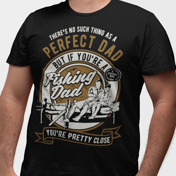 T-shirt med Fiske pappa design - Perfect fishing dad XXL