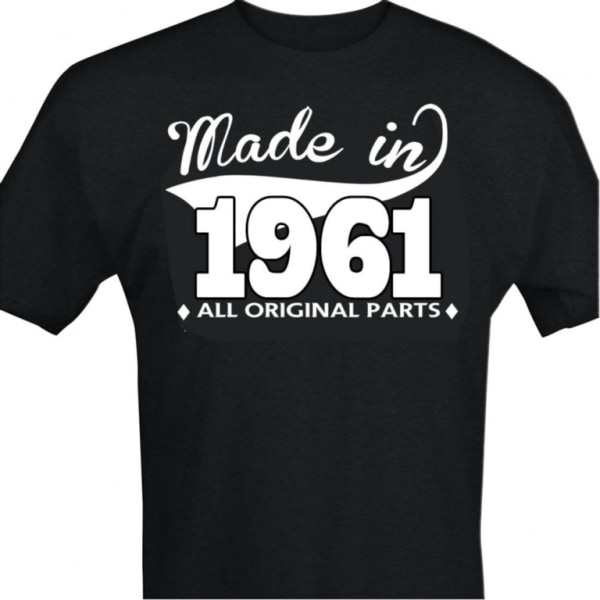 Svart T-shirt med design - Made in 1961 - All original parts S