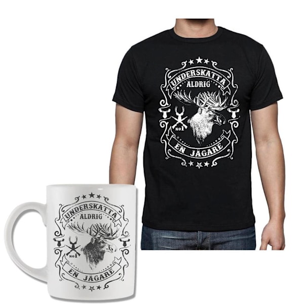 Jägare älg T-shirt & Mugg paket - Underskatta aldrig en Jägare XXL